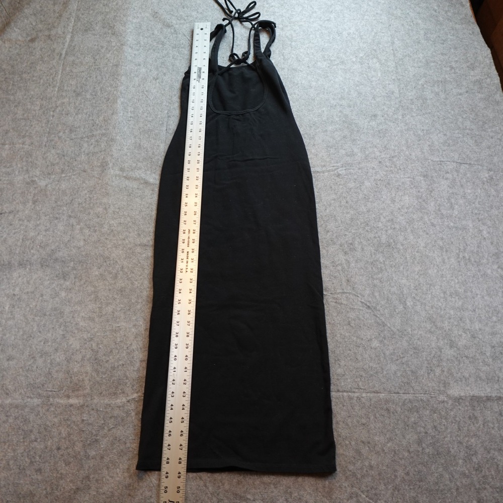 Reformation Dress Womens Small Black Open Back Maxi Knit Double Tie Stretch - Picture 4 of 11